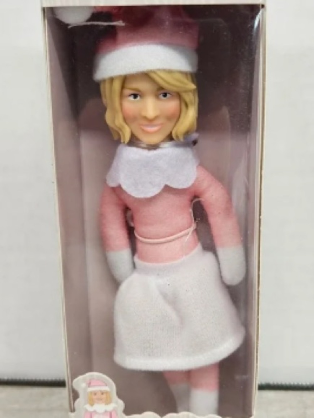 Pink and White Holiday Elf Doll – Festive Shelf Accent